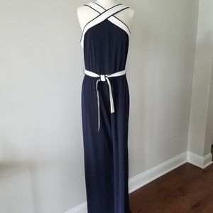 Ann Taylor Summer Jumpsuit In Navy and White